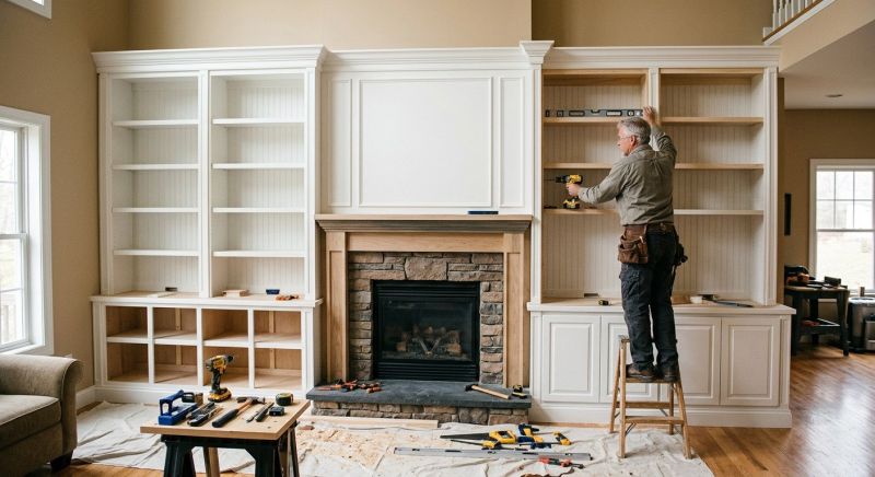 Built In Bookcase Installation in Winston Salem, NC